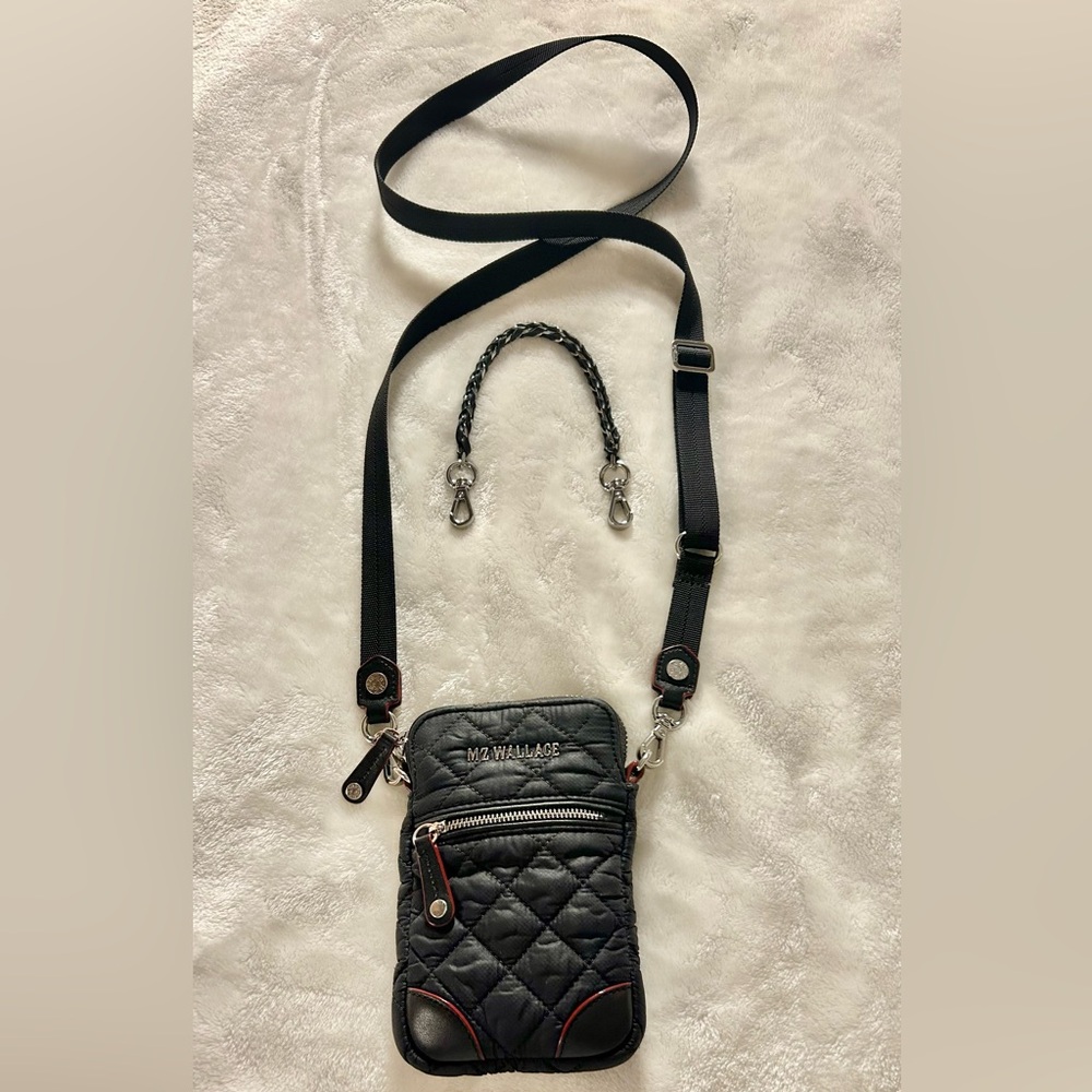 MZ Wallace Black Quilted Mini Crossbody Bag